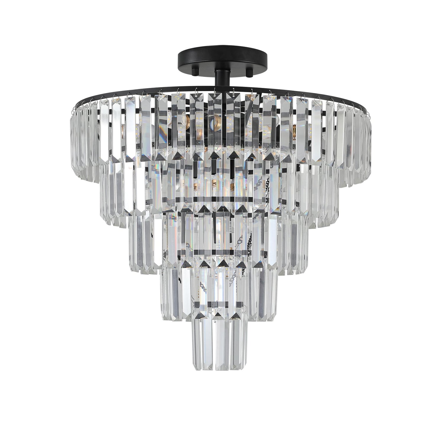 Black large crystal chandelier, modern style chandelier, dining room, living room, bedroom - Korvel