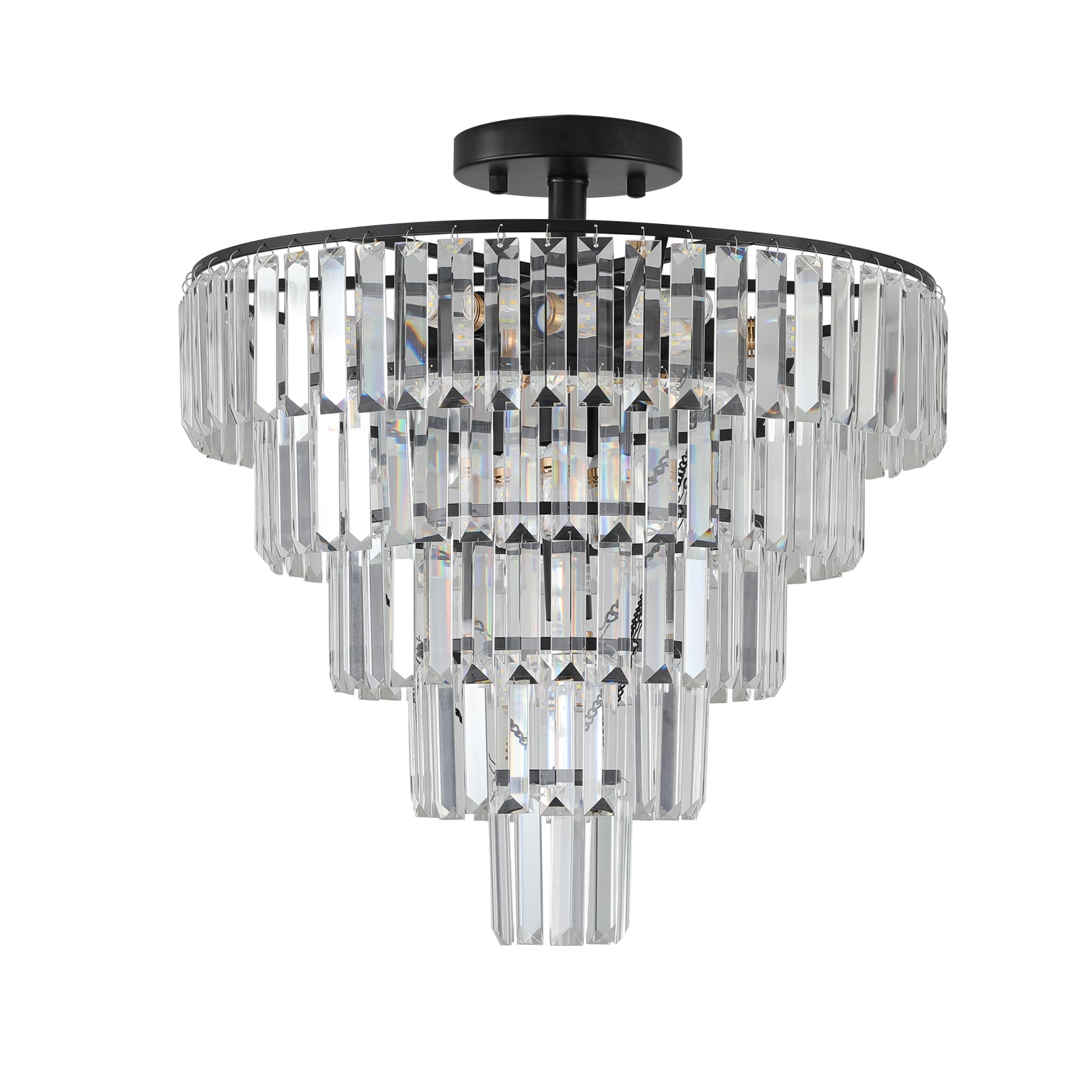 Black large crystal chandelier, modern style chandelier, dining room, living room, bedroom - Korvel