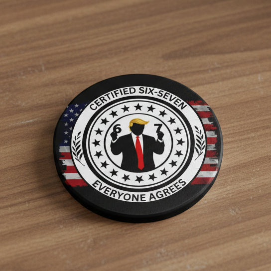 Sous-verre en céramique certifié Six-Sept – Design de satire politique