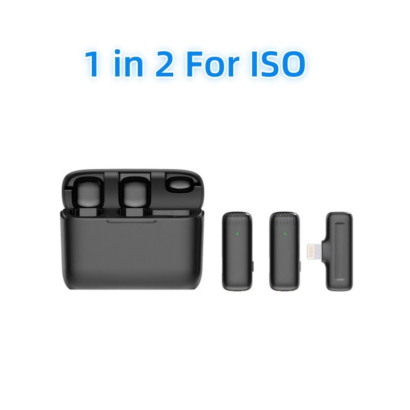 Charging case wireless lavalier microphone 1-to-2 live broadcast 2.4G noise cancelling microphone - Korvel
