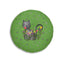 Curious Garden Cat Round Floor Pillow – Green Paw Print Accent Cushion