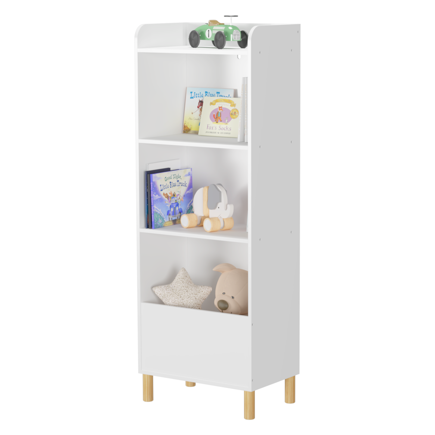 Kids 4-Tier Bookcase Children's Book Display Bookshelf Toy Storage Cabinet Organizer for Children's Room Playroom - Korvel