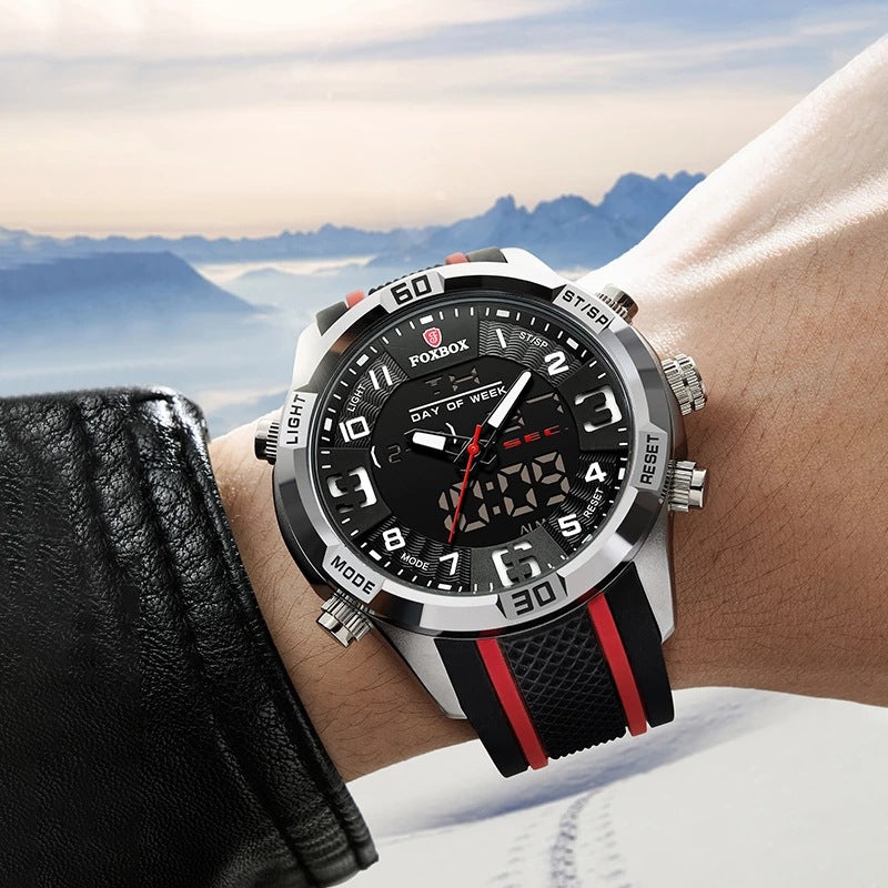 Lige Men's Dual Display Watch Multi-Function Chronograph Sports Waterproof Watch - Korvel