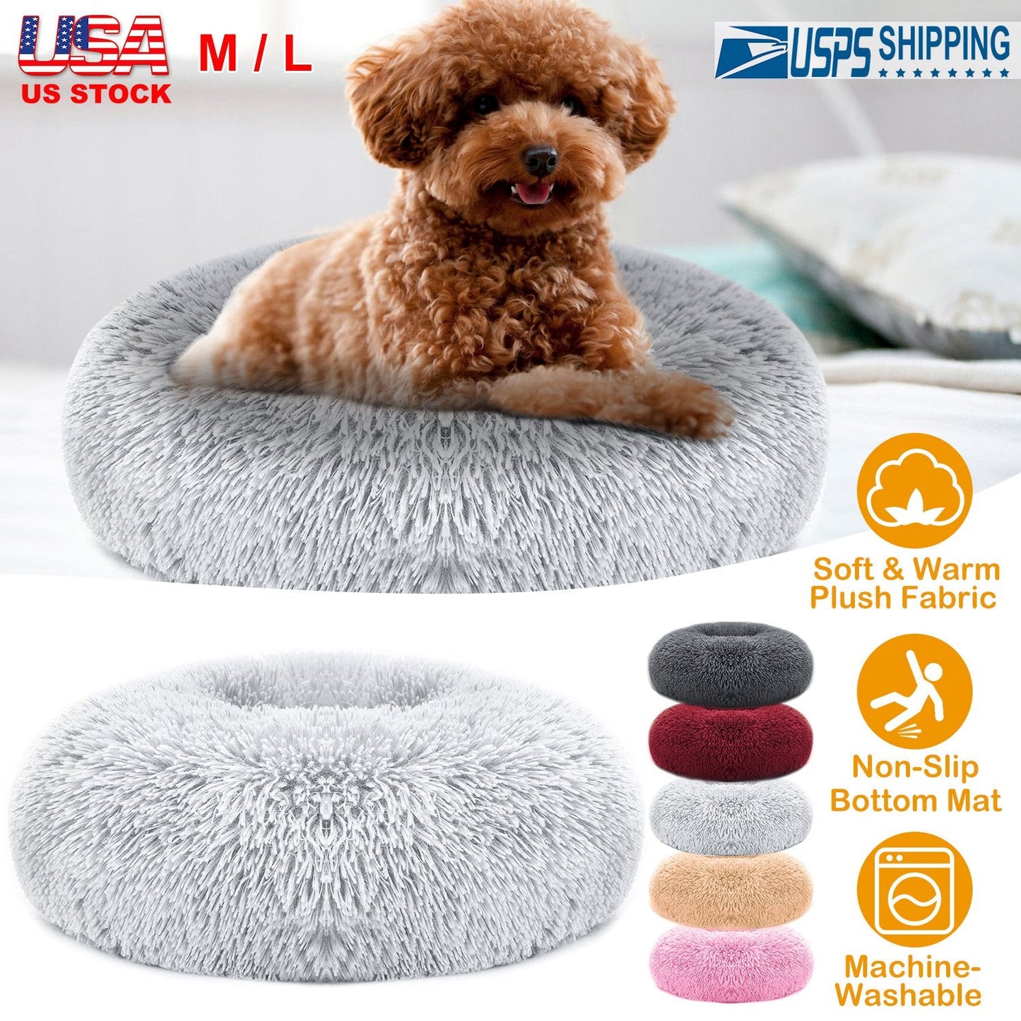 Lit pour chien en forme de coussin douillet pour petits et moyens animaux de compagnie