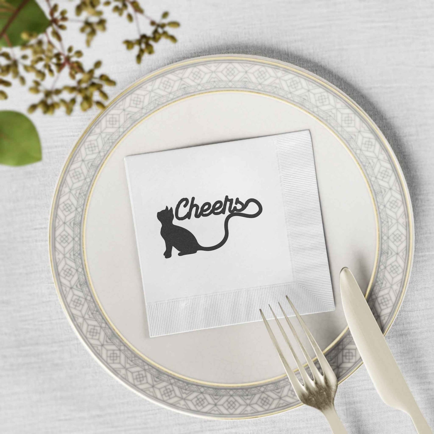 Cheers Cat Tail Cocktail & Luncheon Napkins