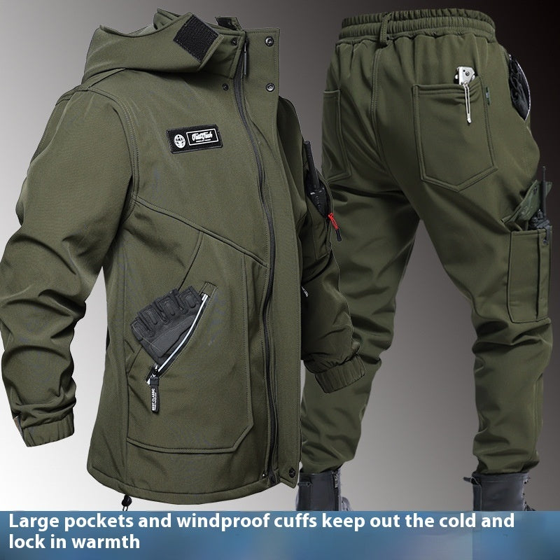 Fleece-Lined Waterproof Jacket Suit for Autumn & Winter