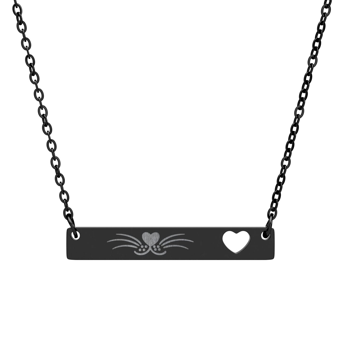 Minimalist Cat Whisker Bar Necklace with Heart Cutout