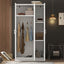 3 Door Wardrobe with Mirror, Armoire with Hanging Rod and 3 Fixed Shelves,White - Korvel