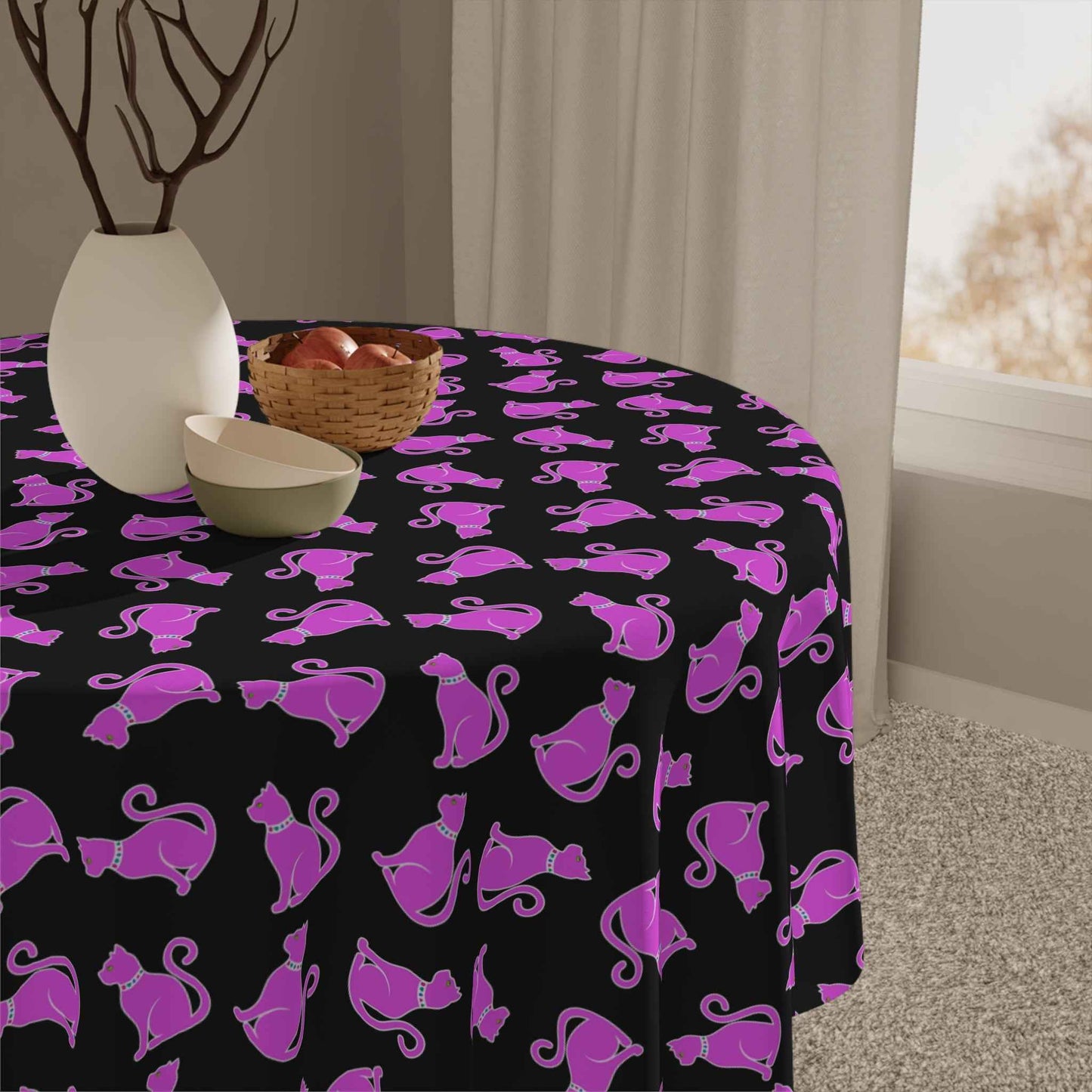 Pink Cat Tablecloth - Playful Dining Experience