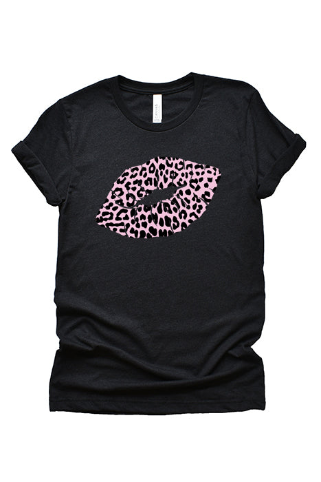 Pink Leopard Lips Unisex T-Shirt - Korvel