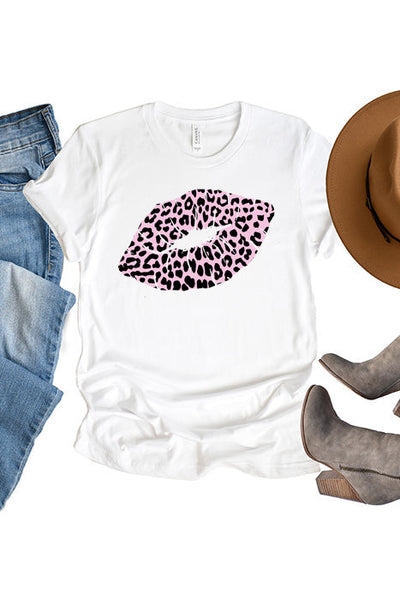 Pink Leopard Lips Unisex T-Shirt - Korvel