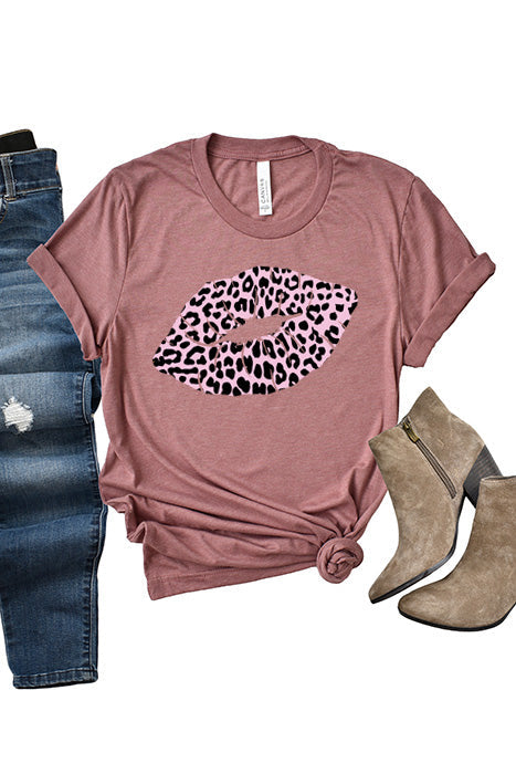 Pink Leopard Lips Unisex T-Shirt - Korvel