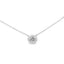Collar de Pendiente Floral de Diamante en Oro Blanco de 10K 18"