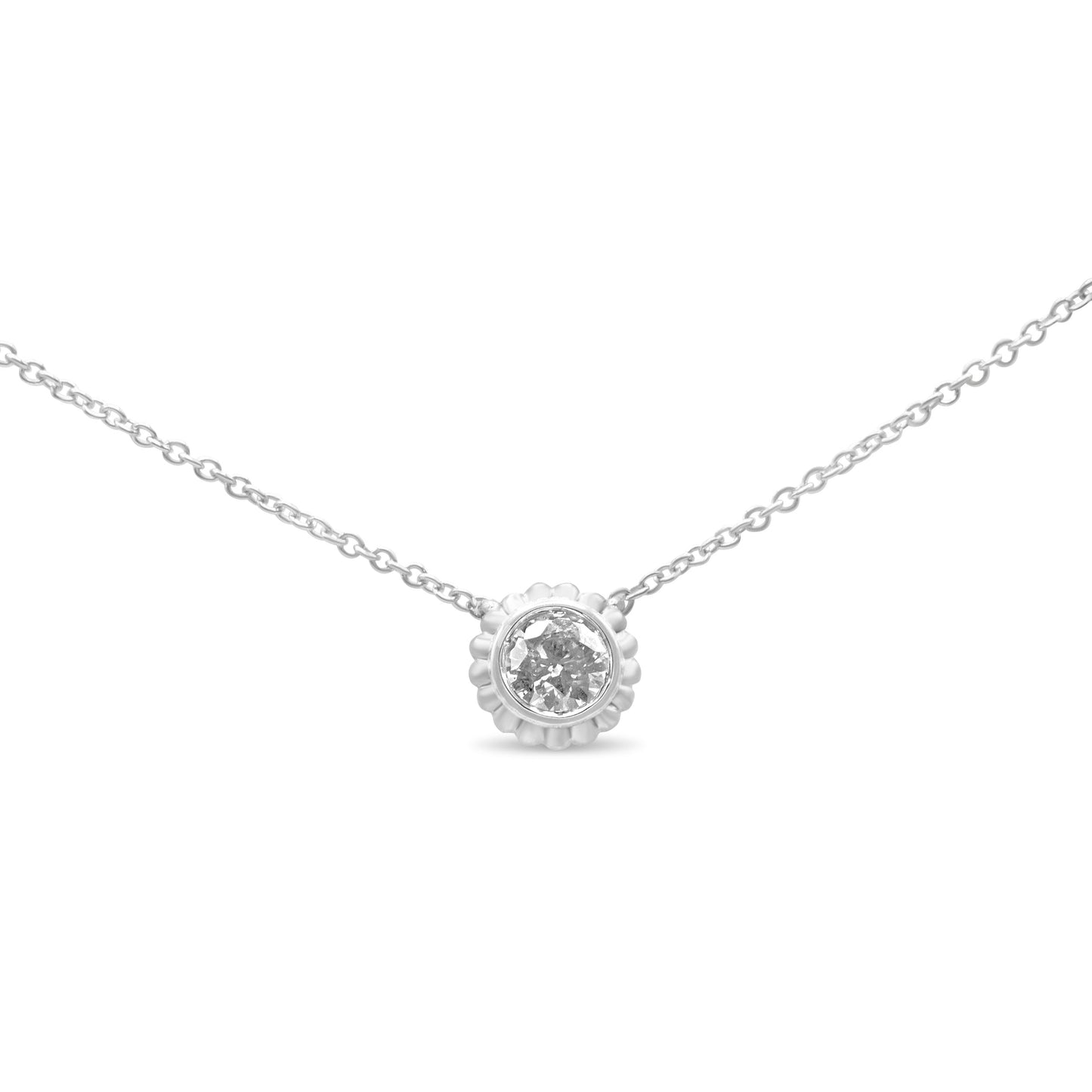 Collar de Pendiente Floral de Diamante en Oro Blanco de 10K 18"