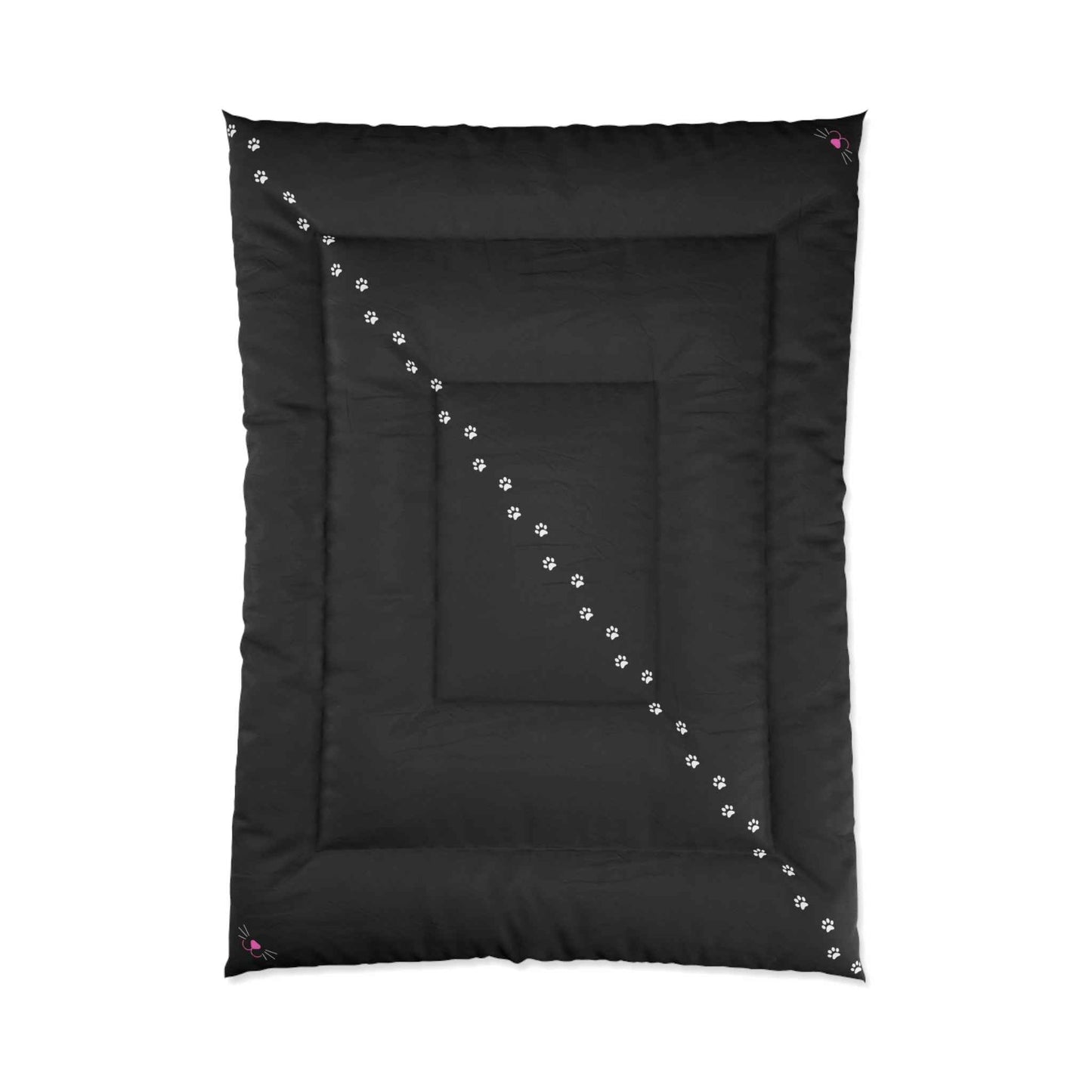 Black Pawprint Path Cat Lover Comforter