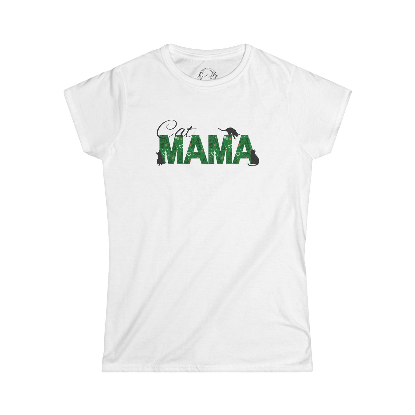 Camiseta Softstyle para Mujeres Christmas Cat Mama