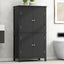 Elegant Black Bathroom Floor Storage Cabinet with Adjustable Shelves