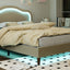 Full Size Velvet Upholstered Smart LED Bed Frame with Adjustable Height Headboard,No Box Spring Needed,Easy Assembly,Beige - Korvel