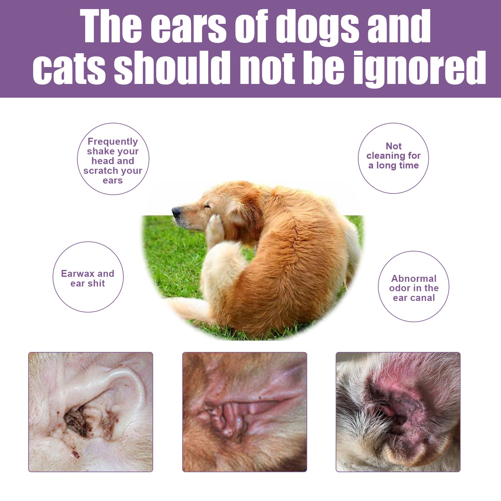 Pet Ear Cleaner, Cats And Dogs Relieves Ear Canal Odors Cleaning Earwax Ear Wash Drops - Korvel