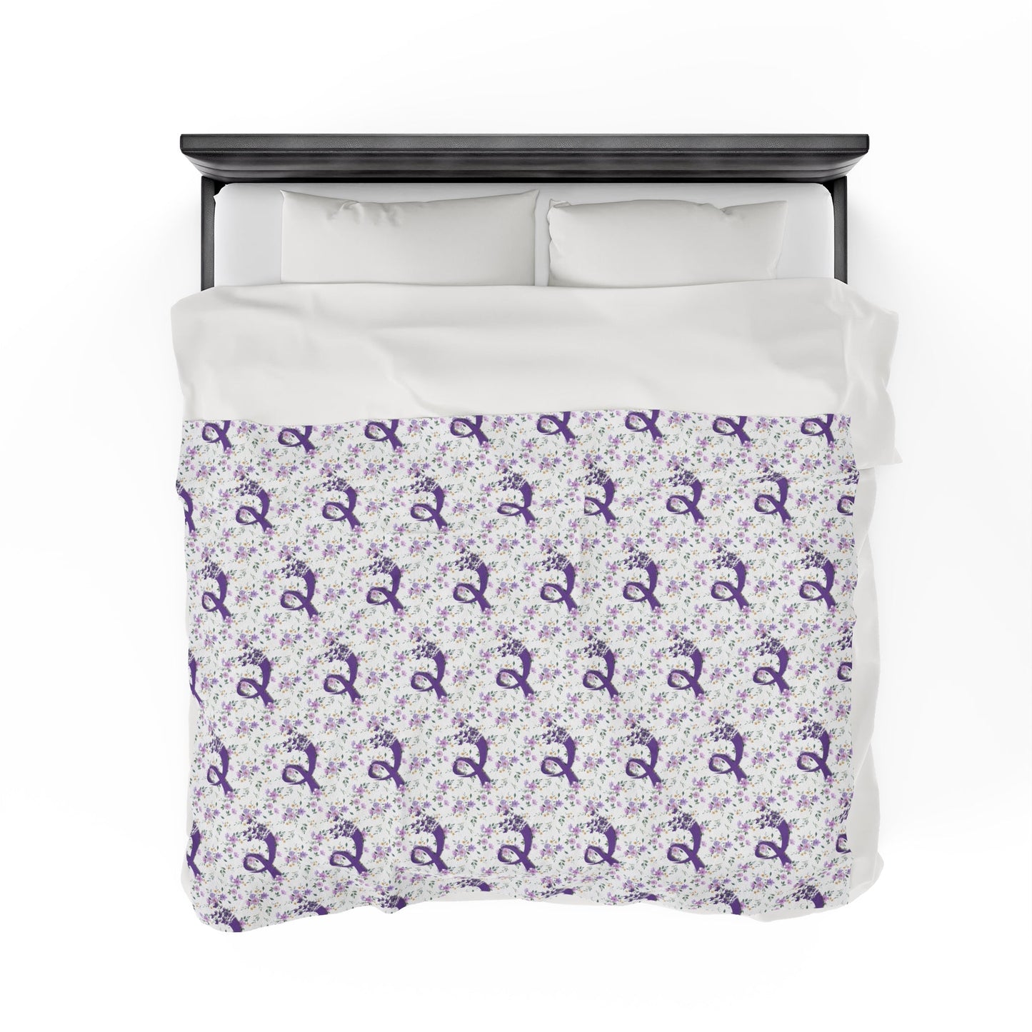 Couverture en velours à fleurs violettes