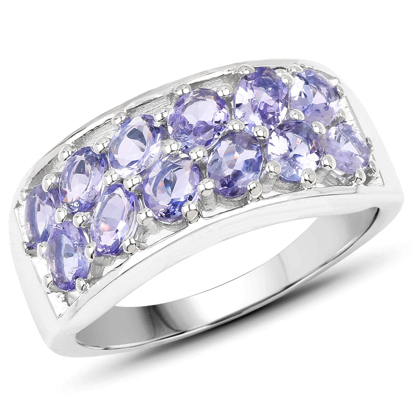 2.04 Carat Genuine Tanzanite Sterling Silver Engagement Ring