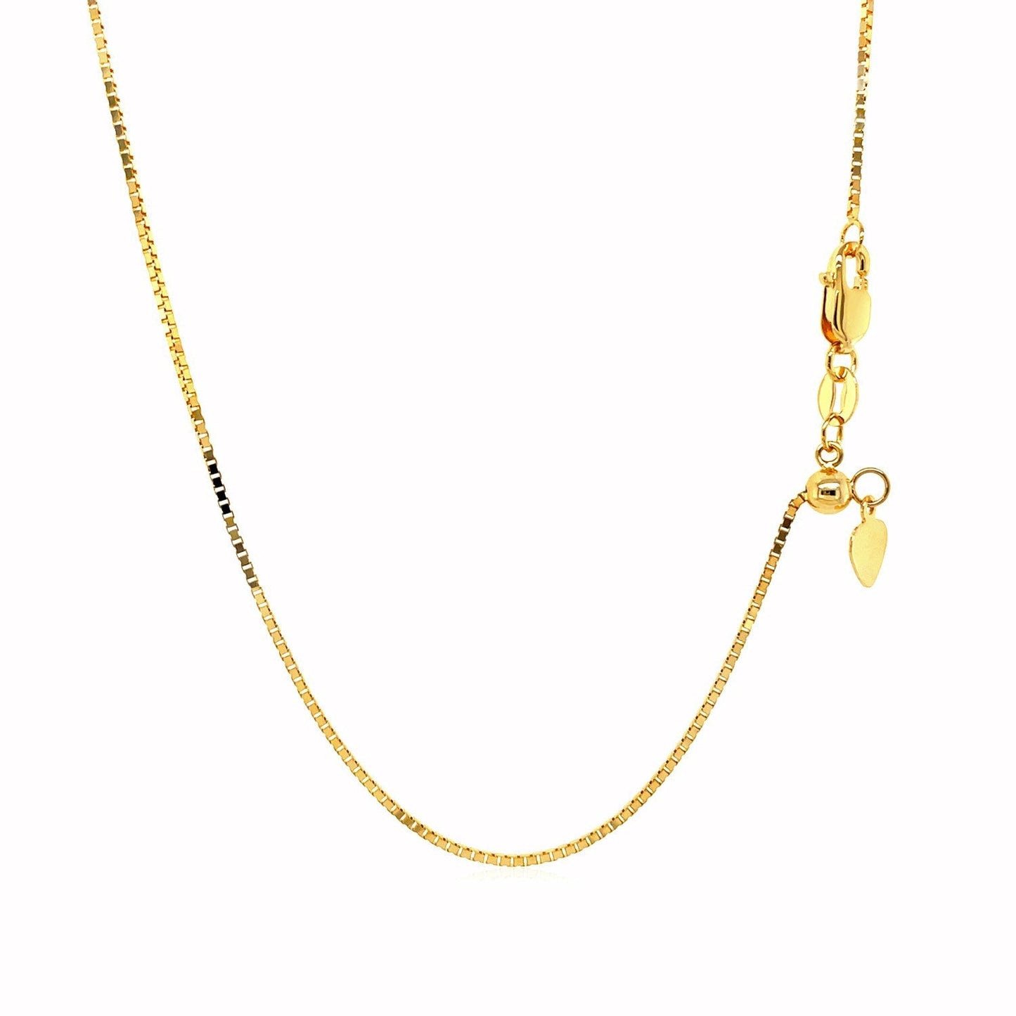 Cadena de caja ajustable de oro amarillo de 14k - 0.85mm