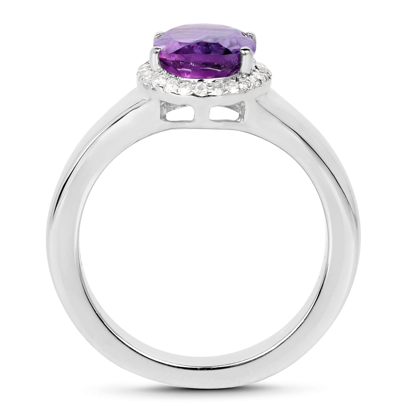 Bague de fiançailles en argent sterling avec améthyste de 1,73 carat et topaze blanche