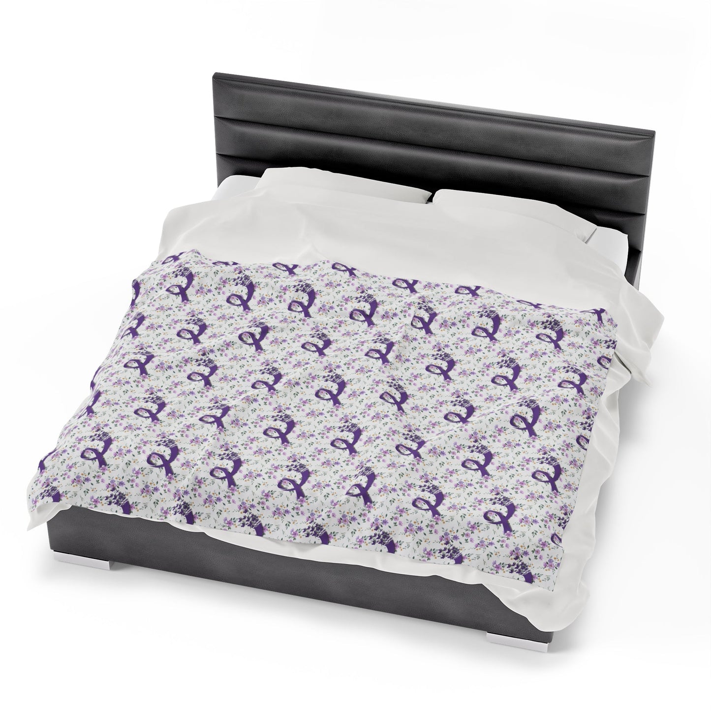 Couverture en velours à fleurs violettes