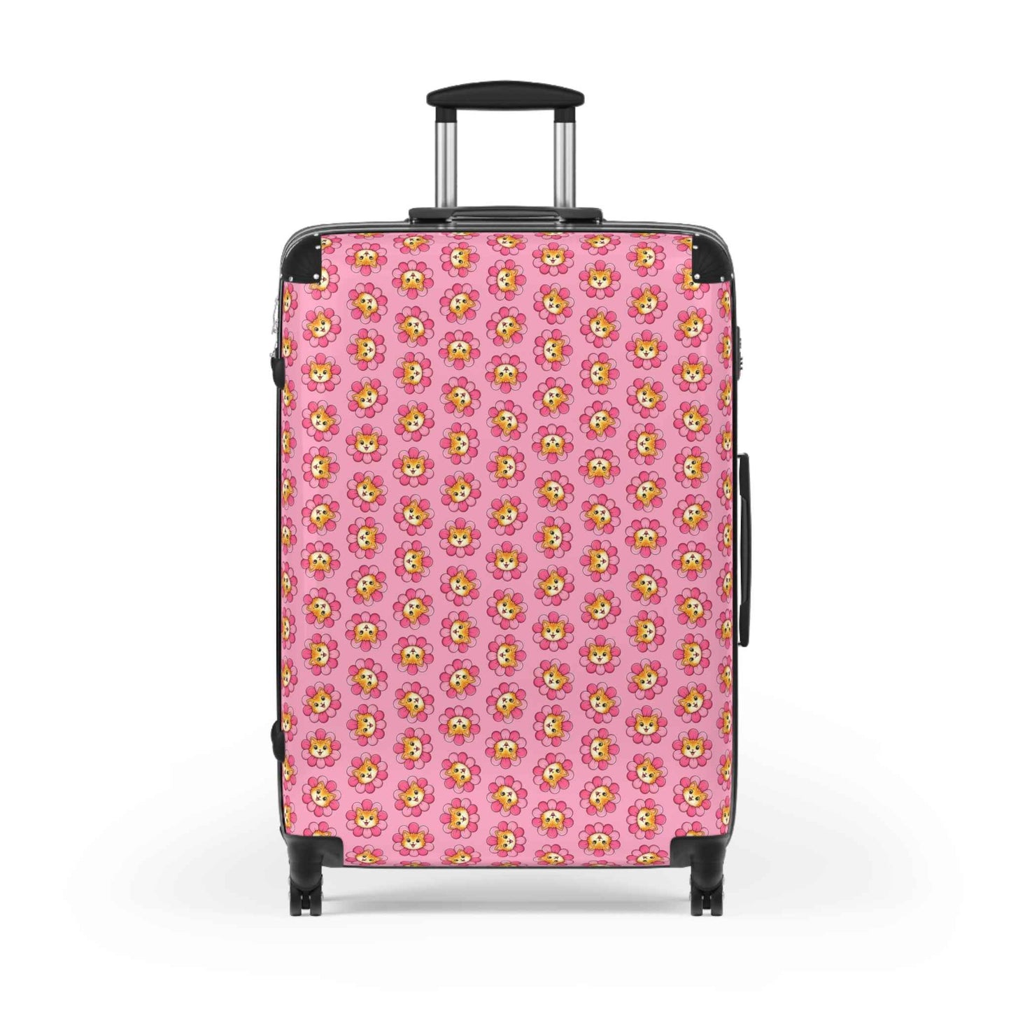 Valise à fleurs de chat rose | Bagages Cute Chaos