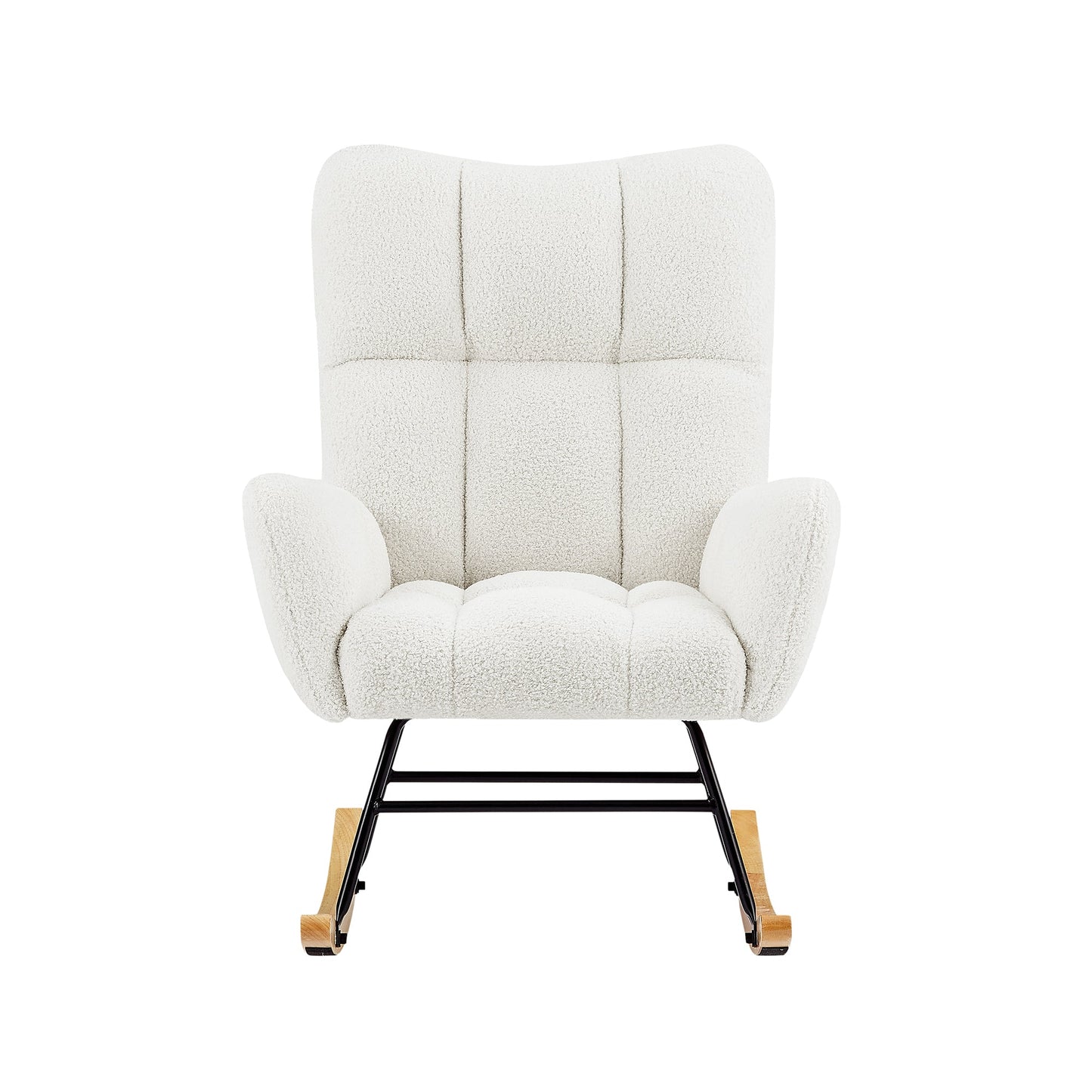 Chaise Berçante en Tissu Teddy Blanc Cassé