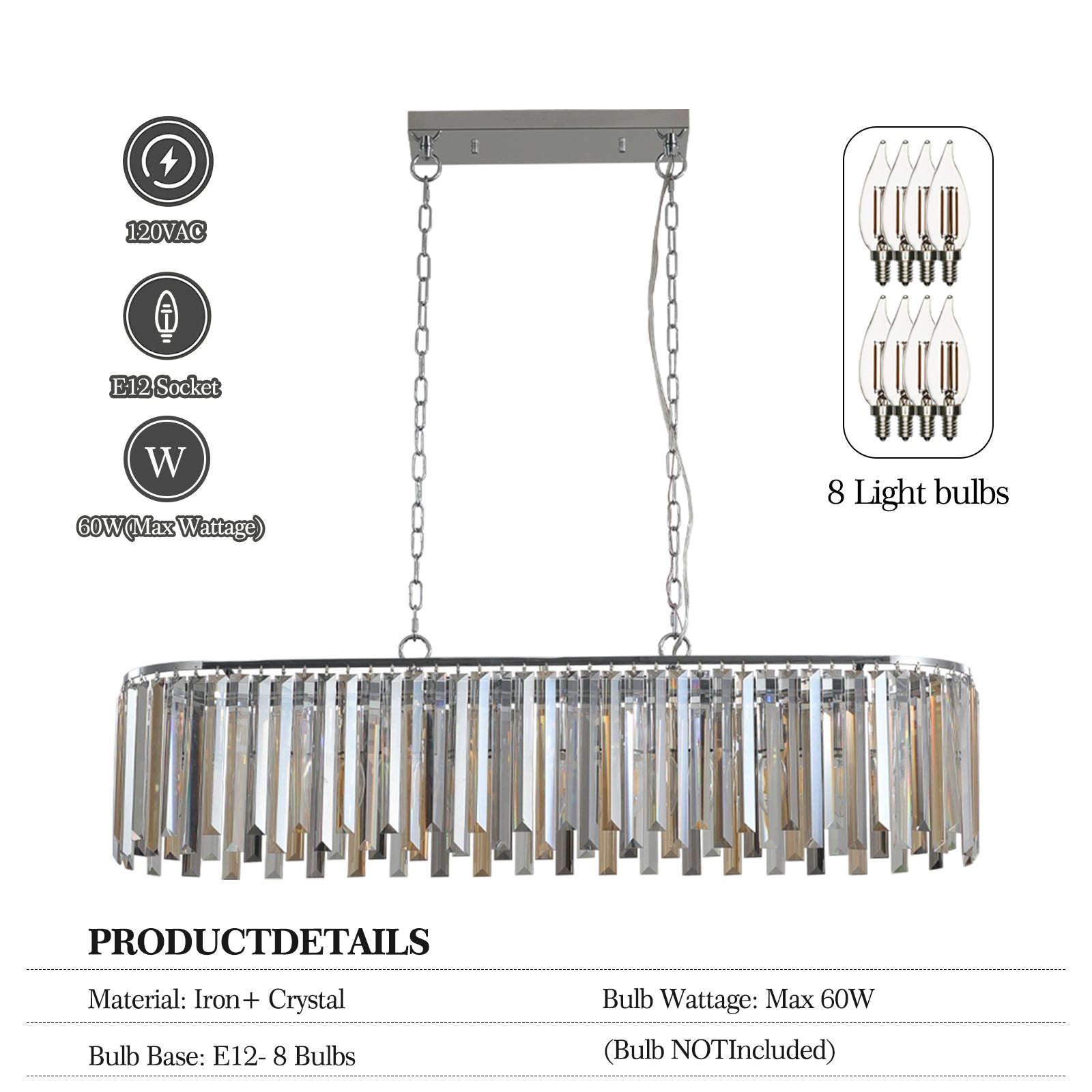 Modern Oval Crystal ceiling chandelier Luxury Home Decor Light Fixture - Korvel