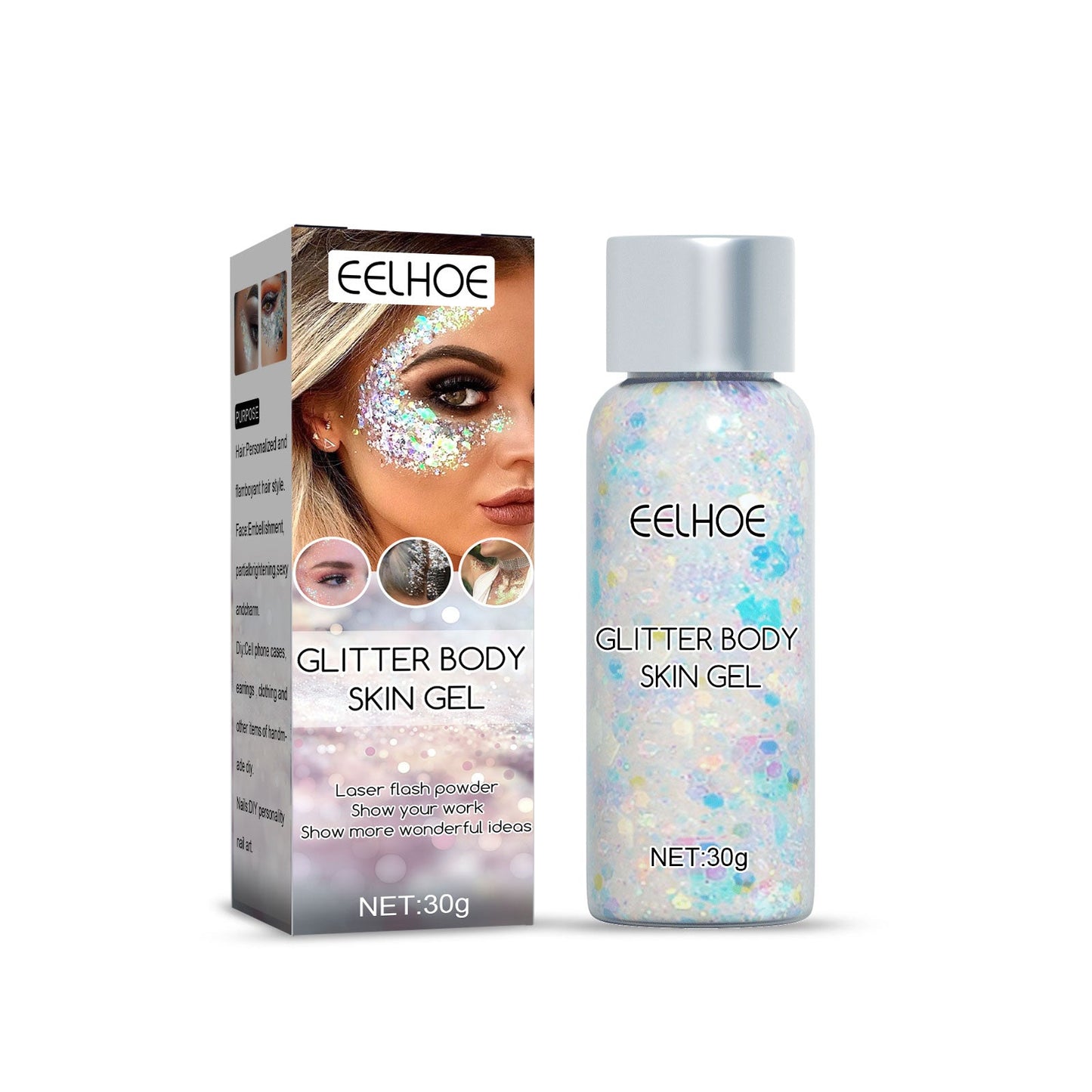 Glitter Body Skin Gel, Makeup Fish Scale Glitter Gel Glitter Stage Show Makeup Props Eyeshadow - Korvel