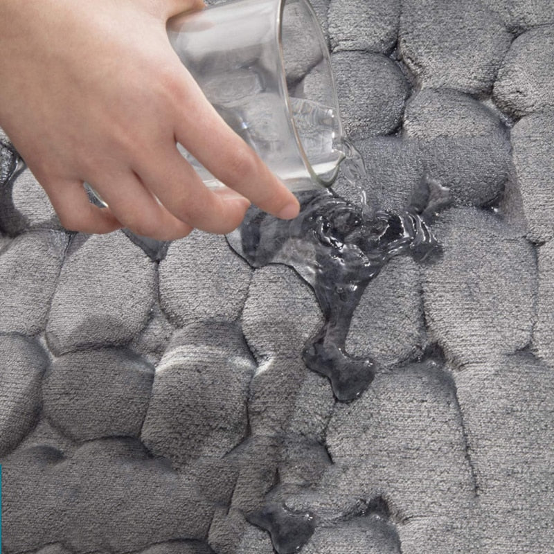 Cobblestone Embossed Bathroom Bath Mat Non-slip Carpets In Wash Basin Bathtub Side Floor Rug Shower Room Doormat Memory Foam Pad - Korvel