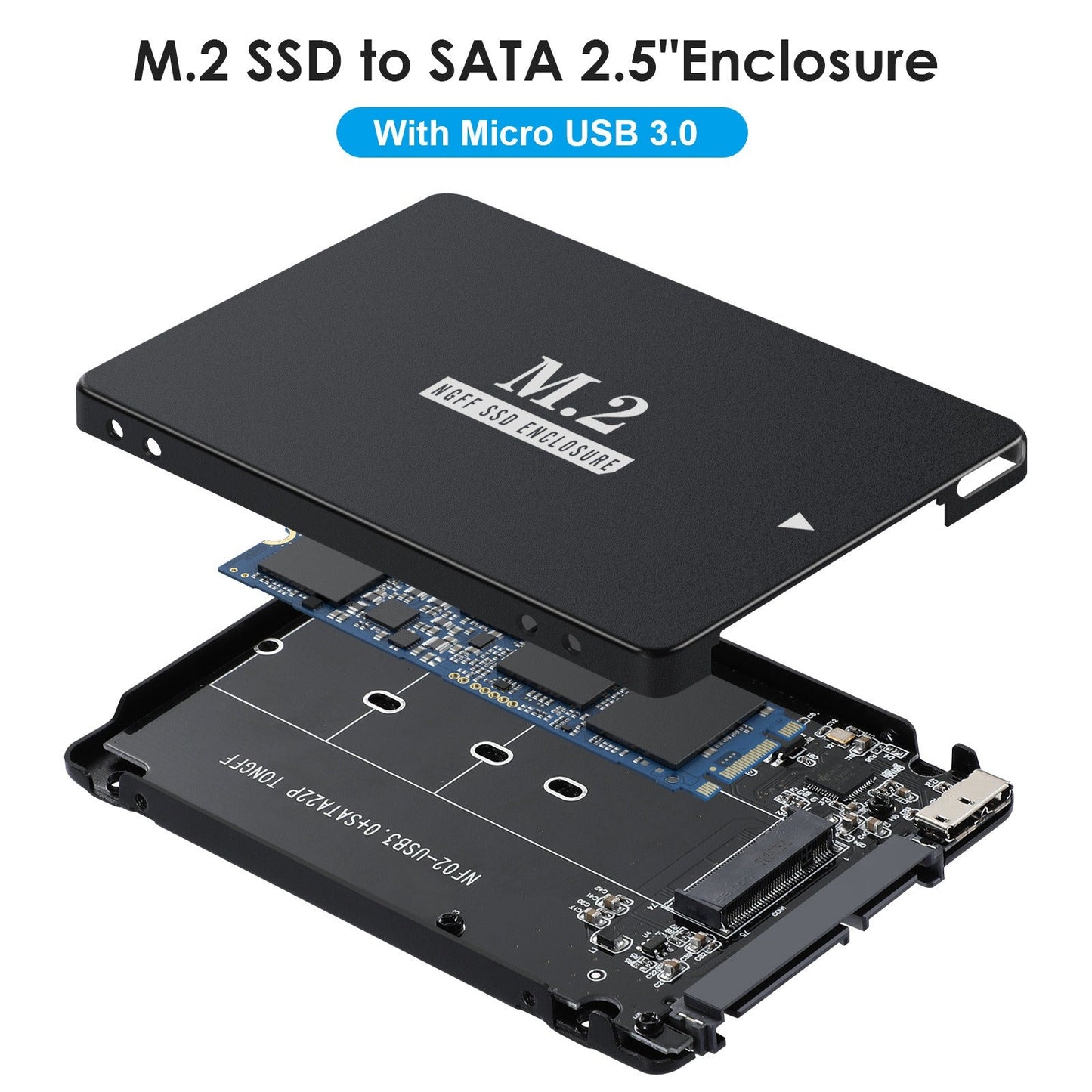 USB 3.0/SATA III 2.5-inch aluminum case M2 NGFF SSD solid state drive box - Korvel