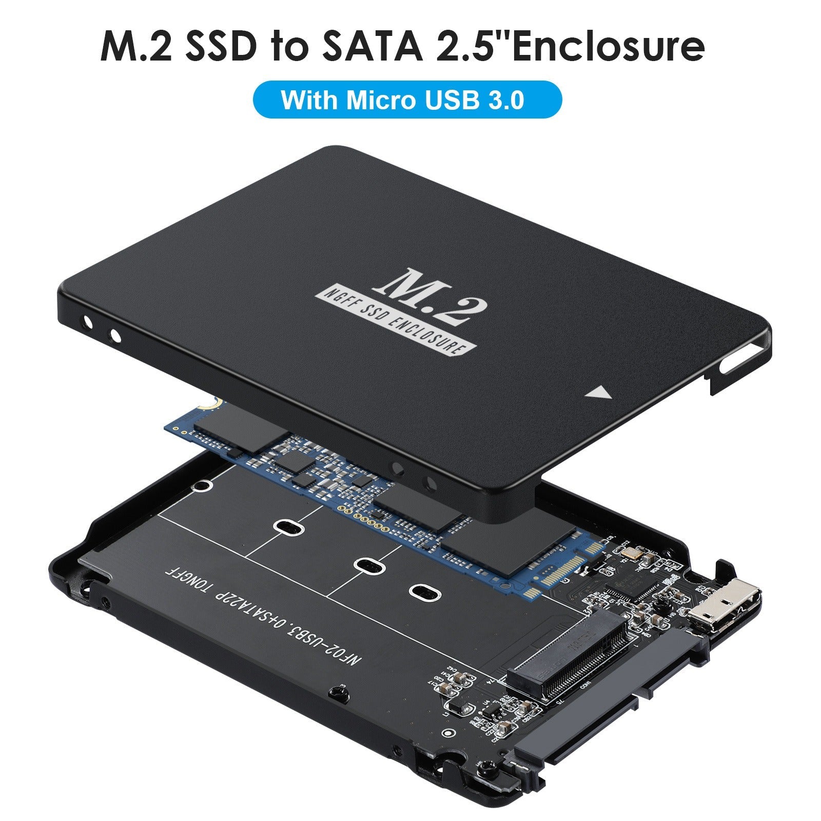 USB 3.0/SATA III 2.5-inch aluminum case M2 NGFF SSD solid state drive box - Korvel