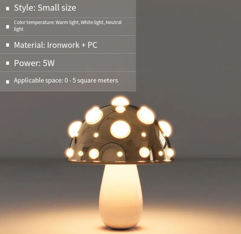 Mushroom Decorative Desk Lamp Bedroom Headboard Dimming Atmosphere Student Dormitory Desktop Night Light - Korvel