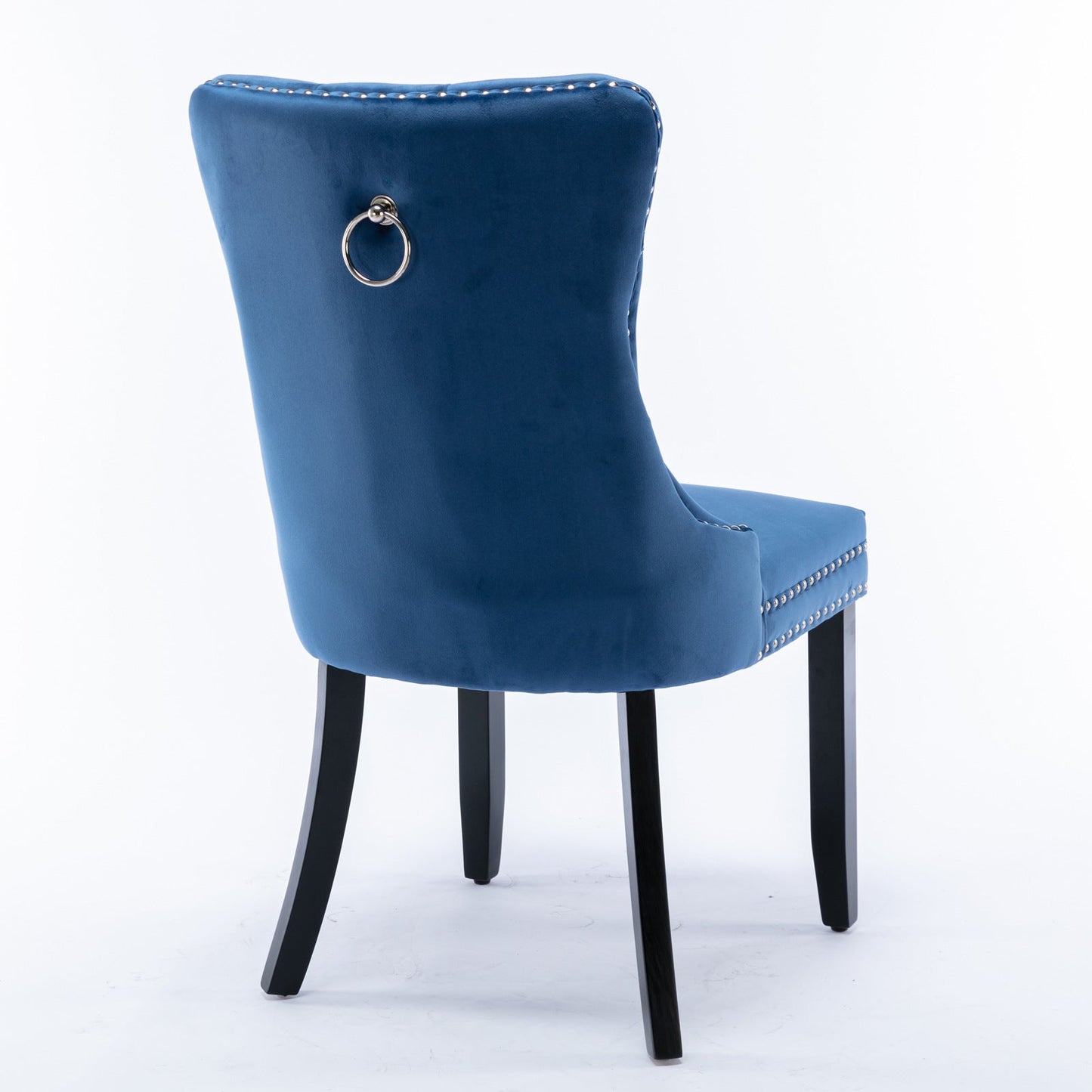 High-end Tufted Solid Wood Contemporary Velvet Upholstered Dining Chair with Wood Legs Nailhead Trim 2-Pcs Set Blue - Korvel