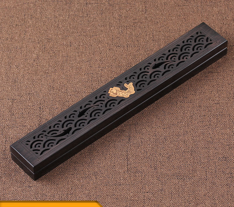Wooden thread incense box, black sandalwood inlaid with boxwood, sleeping incense burner, incense burner, household indoor agarw - Korvel