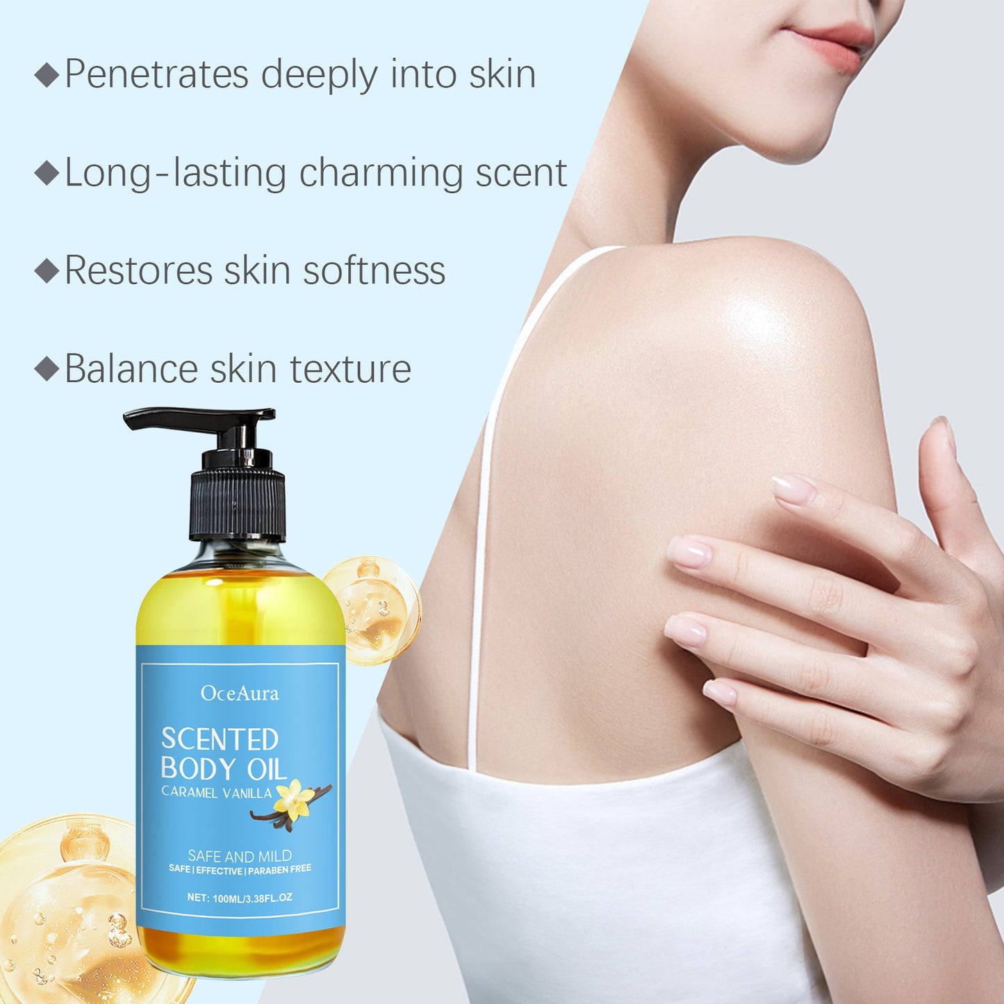 Aceite Corporal de Caramelo y Vainilla - Hidratación Nutritiva para la Piel