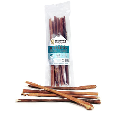 The Natural Dog Company 12" Bully Sticks Sin Olor - Paquete de 8 OZ