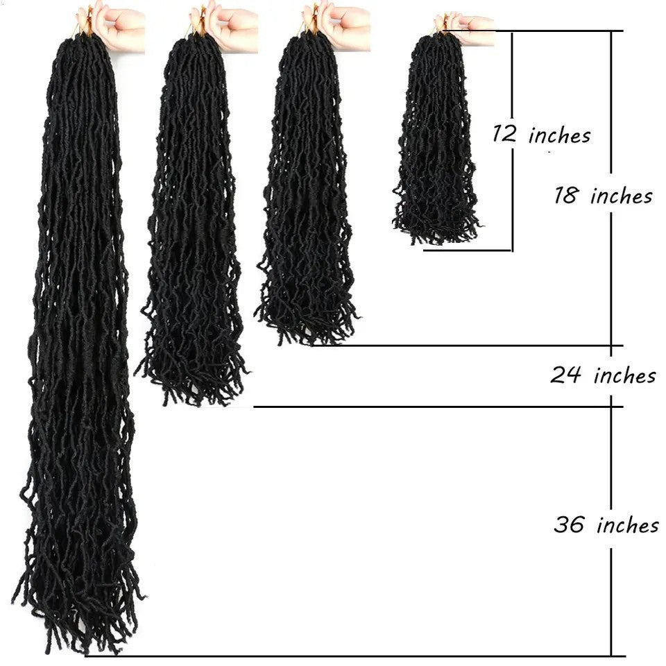 18 24 36 inch Wig Earthworm Crooked Crochet Fiber Wig NuLocs Braiding Hair Dirty Braid - Korvel