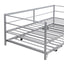 Twin Size Metal Daybed with Adjustable Trundle  Pop Up Trundle  Silver - Korvel