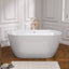 51 Inch Acrylic Freestanding Bathtub Contemporary Soaking White Tub with Overflow and Pop-up Drain Glossy White - Korvel