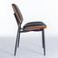 2-piece retro linen chair set with curved wooden backrest, cushioned seat, adjustable metal legs, (Black PU) - Korvel