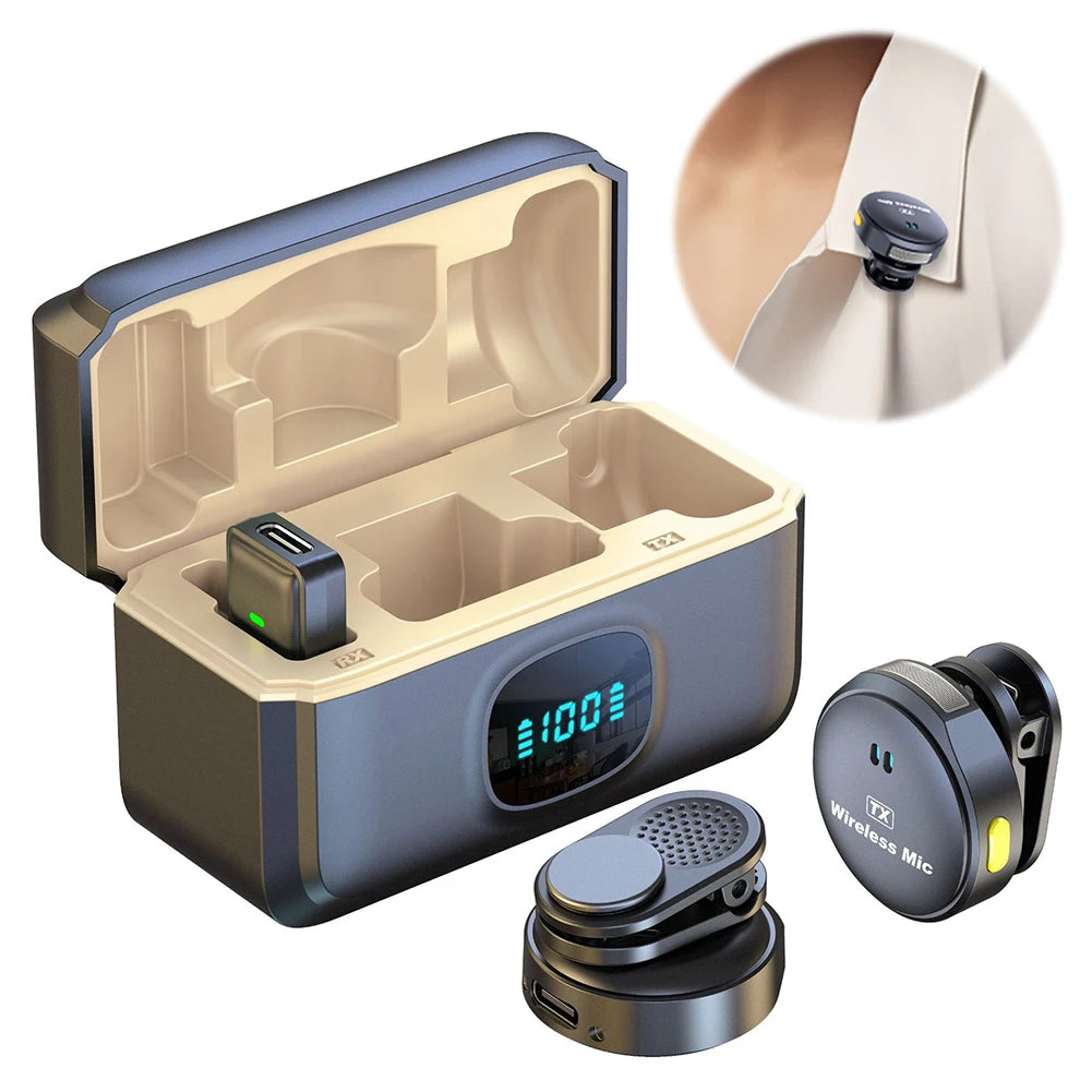 Microphone de col sans fil à bouton magnétique avec réduction de bruit