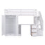 Elegant Twin Size Loft Bed with Wardrobe and Desk in White
