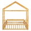Wooden Full Size Children's Bed with Detachable Headboard and Integrated Clothes Drying Rack, Natural - Korvel