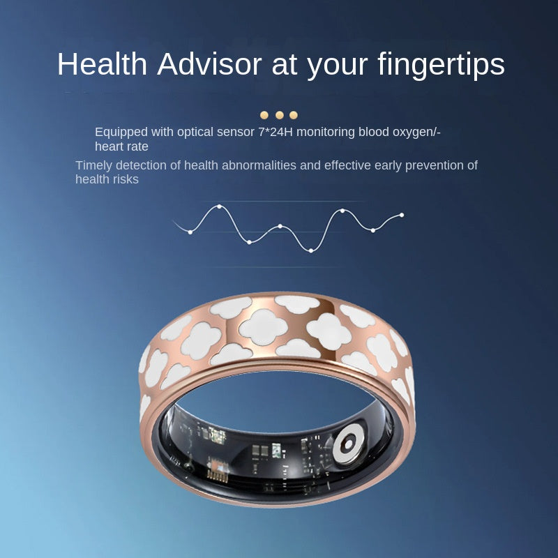 Health Smart Titanium Steel Ring Waterproof Blood Pressure Oxygen Sleep Movement Tracking Multi-Function Ring High-Tech Pair Ring - Korvel