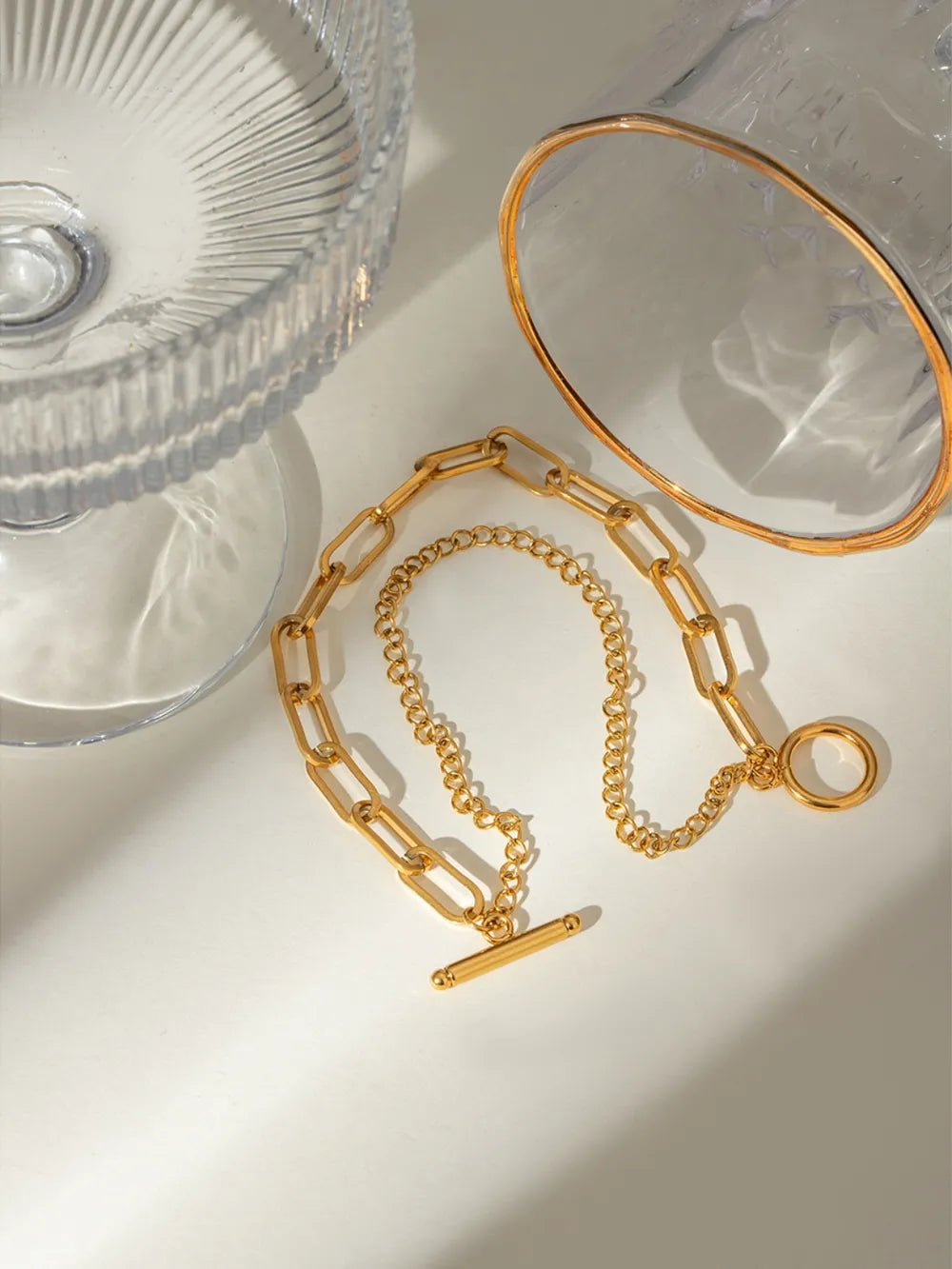 18K Gold-Plated Stainless Steel Chain Bracelet - Korvel
