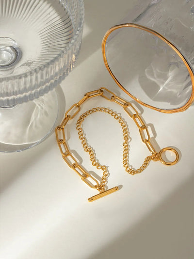 18K Gold-Plated Stainless Steel Chain Bracelet - Korvel